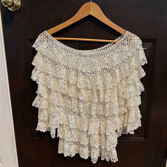 Boston Proper Tops - Elegant Boston Proper women’s Large Cream Crochet Ruffle Top feels expensive